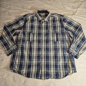 Carhartt Men’s 2XL Relaxed Fit Plaid Long Sleeved Button Up Shirt - Pearl Snap